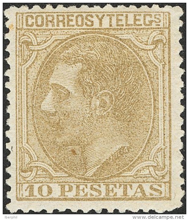 ALFONSO XII. Alfonso XII. 1 De Mayo De 1879. * MH 209 10 Pts Sepia. Bien Centrado. MAGNIFICO. Cert. CEM Y BPP. (Edifil 2 - Autres & Non Classés