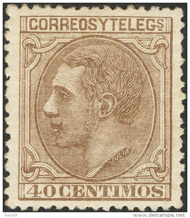 ALFONSO XII. Alfonso XII. 1 De Mayo De 1879. (*) 205 40 Cts Casta&ntilde;o. Excepcional Color Y Centraje. PIEZA DE LUJO. - Autres & Non Classés