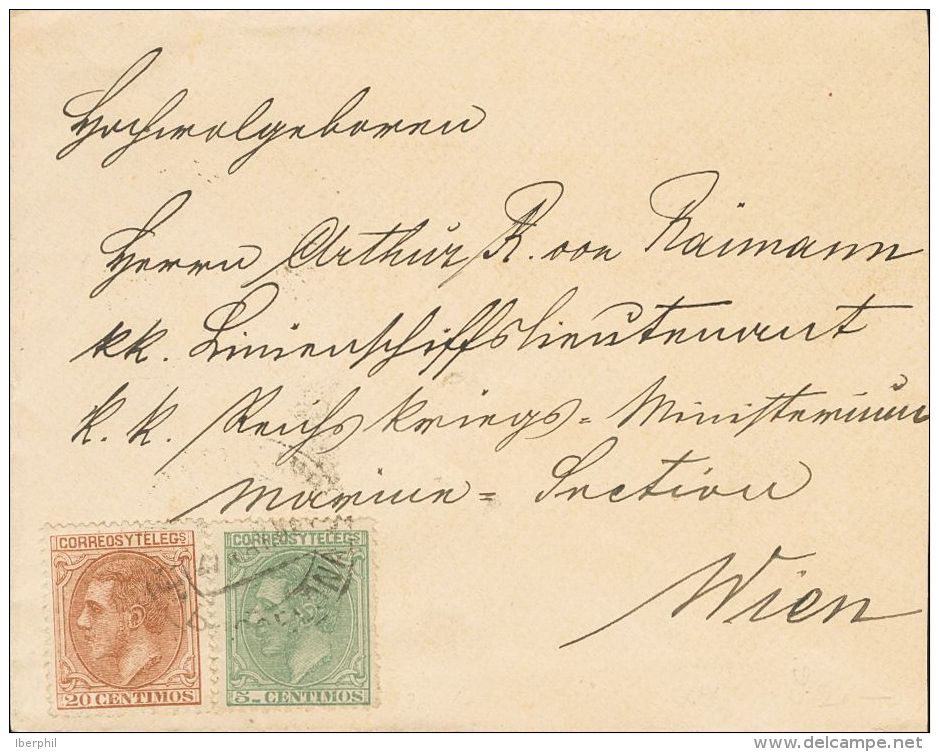 ALFONSO XII. Alfonso XII. 1 De Mayo De 1879. SOBRE 203, 201 1888. 20 Cts Y 5 Cts. BARCELONA A VIENA (AUSTRIA). MAGNIFICA - Sonstige & Ohne Zuordnung