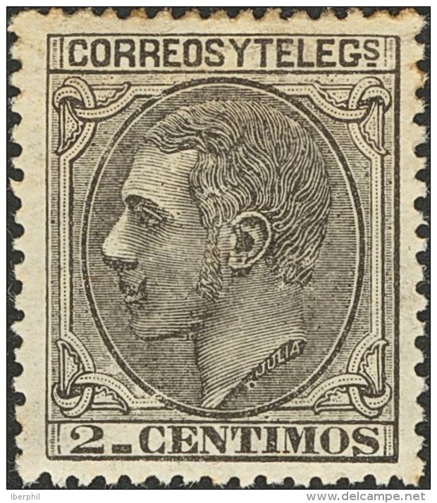 ALFONSO XII. Alfonso XII. 1 De Mayo De 1879. * MH 200 2 Cts Negro. Excepcional Color Y Centraje. PIEZA DE LUJO. - Altri & Non Classificati