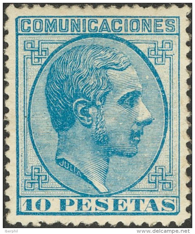 ALFONSO XII. Alfonso XII. 1 De Julio De 1878. * MH 199 10 Pts Azul. Excepcionales M&aacute;rgenes Y Color. PIEZA DE LUJO - Autres & Non Classés