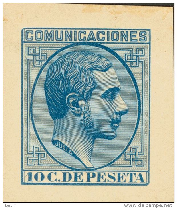 ALFONSO XII. Alfonso XII. 1 De Julio De 1878. (*) 192P 10 Cts Azul. PRUEBA DE PUNZON. MAGNIFICA Y RARA. (G&aacute;lvez 1 - Andere & Zonder Classificatie