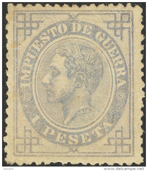 ALFONSO XII. Alfonso XII. 1 De Junio De 1876. Impuesto De Guerra. * MH 186 1 Pts Gris. MAGNIFICO. (Edifil 2017: 635&euro - Autres & Non Classés