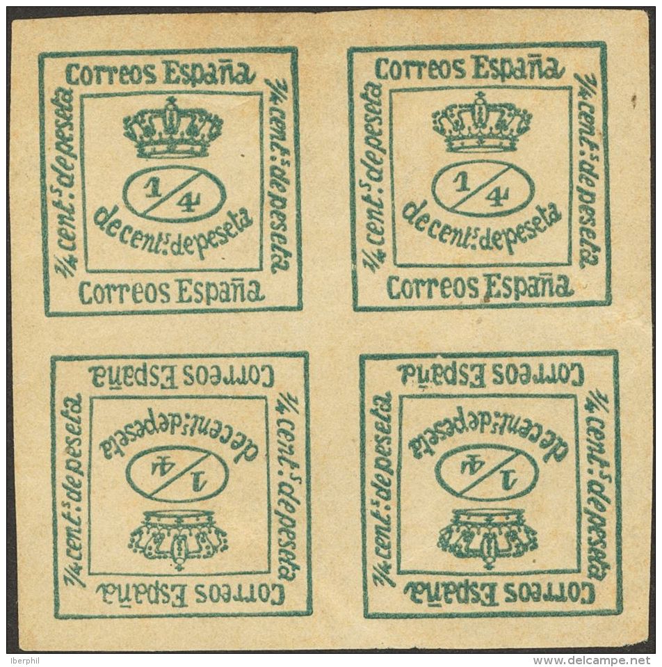 ALFONSO XII. Alfonso XII. 1 De Junio De 1876. * MH 173caa 4/4 Cts Verde. Variedad ERROR DE COMPOSICION TIPO II. BONITO Y - Autres & Non Classés