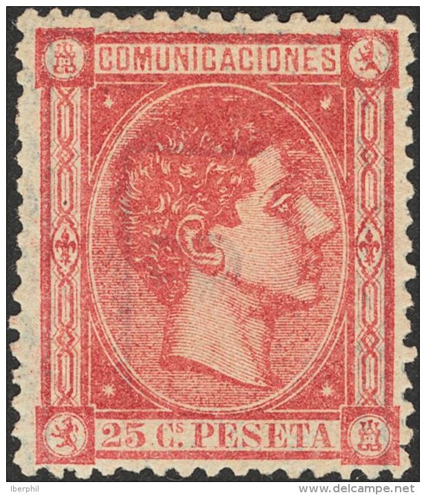 ALFONSO XII. Alfonso XII. 1 De Agosto De 1875. * MH 166 25 Cts Carm&iacute;n. Excepcional Color Y Centraje. PIEZA DE LUJ - Autres & Non Classés