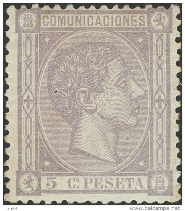 ALFONSO XII. Alfonso XII. 1 De Agosto De 1875. * MH 163 5 Cts Lila. MAGNIFICO. (Edifil 2017: 102&euro;) - Autres & Non Classés