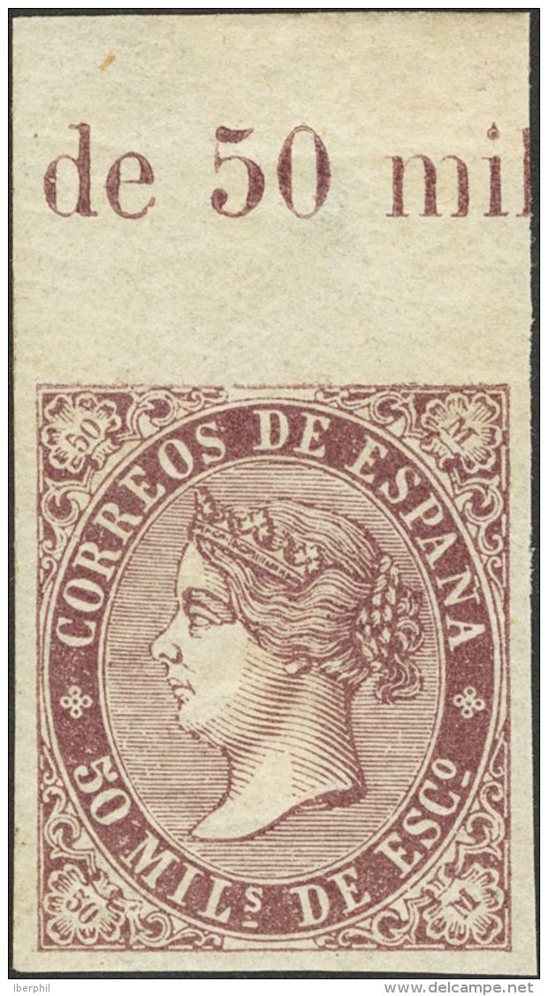 ISABEL II. Isabel II. 1 De Enero De 1869. * MH 98s 50 Mils Violeta, Borde De Hoja. SIN DENTAR. MAGNIFICO Y RARO EN ESTA - Autres & Non Classés