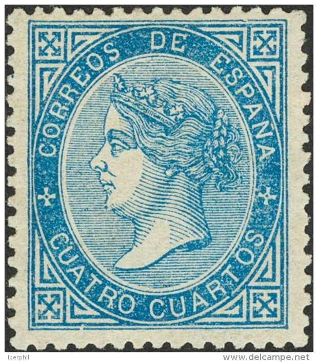 ISABEL II. Isabel II. 1 De Enero De 1867. * MH 88 4 Cuartos Azul. Color Y Centraje Excepcional. PIEZA DE LUJO. - Andere & Zonder Classificatie
