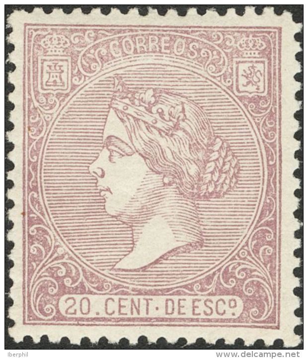 ISABEL II. Isabel II. 1 De Enero De 1866. * MH 85 20 Cts Lila. Excepcional Centraje Y Color. MAGNIFICO. Cert. COMEX. (Ed - Andere & Zonder Classificatie