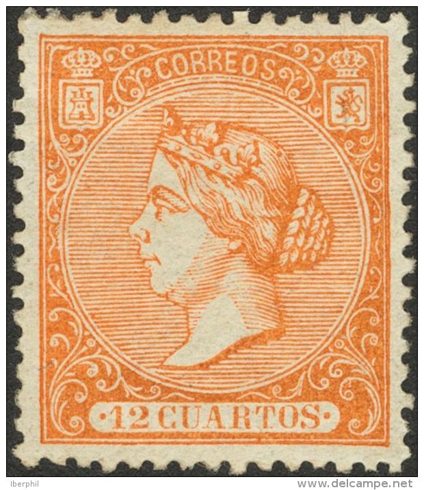 ISABEL II. Isabel II. 1 De Enero De 1866. * MH 82 12 Cuartos Naranja. Excelente Centraje Y Color. PIEZA DE LUJO. Cert. C - Autres & Non Classés
