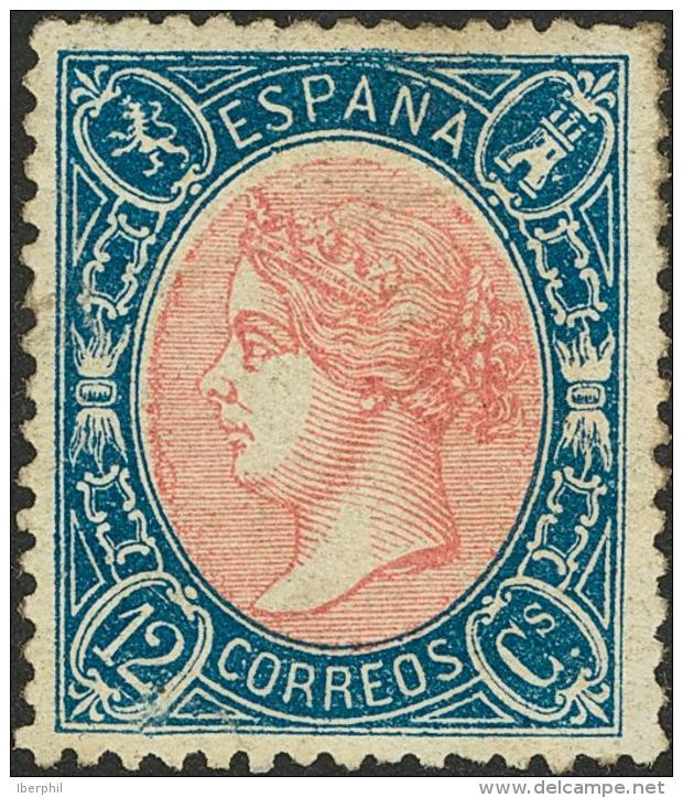 ISABEL II. Isabel II. 1 De Enero De 1865. 1&ordf; Emisi&oacute;n Dentada. * MH 76 12 Cuartos Azul Y Rosa (invisible Dobl - Andere & Zonder Classificatie