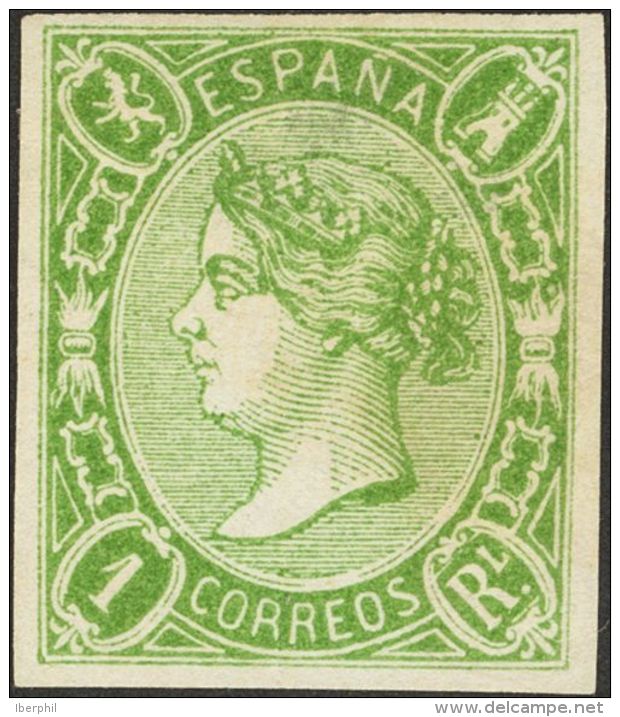 ISABEL II. Isabel II. 1 De Enero De 1865. (*) 72P 1 Real Verde (lev&iacute;simo Adelgazamiento Sin Importancia). ENSAYO - Other & Unclassified