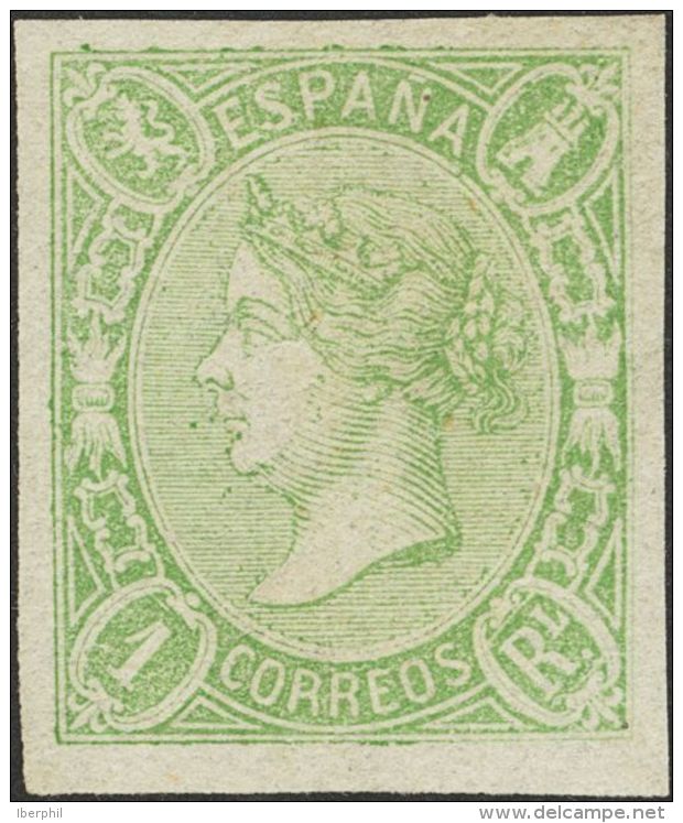 ISABEL II. Isabel II. 1 De Enero De 1865. * MH 72 1 Real Verde. Grandes M&aacute;rgenes. MAGNIFICO. Cert. COMEX. (Edifil - Autres & Non Classés