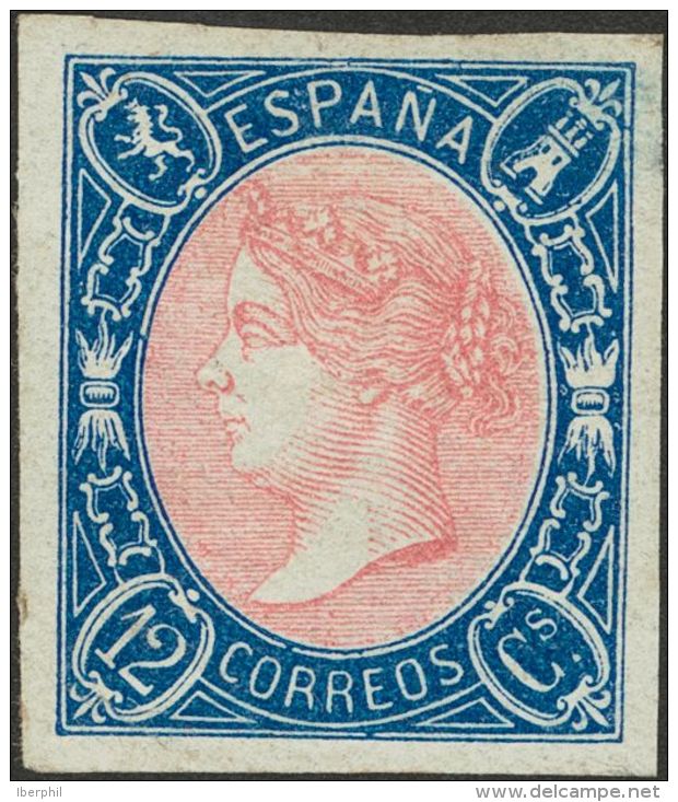 ISABEL II. Isabel II. 1 De Enero De 1865. (*) 70 12 Cuartos Azul Y Rosa. MAGNIFICO. Cert. COMEX. (Edifil 2017: 570&euro; - Autres & Non Classés