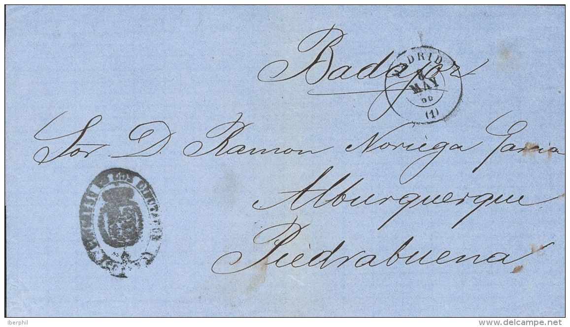 ISABEL II. Isabel II. 1 De Enero De 1865. SOBRE 1865. MADRID A ALBURQUERQUE (BADAJOZ). Marca De Franquicia CONGRESO DE L - Autres & Non Classés