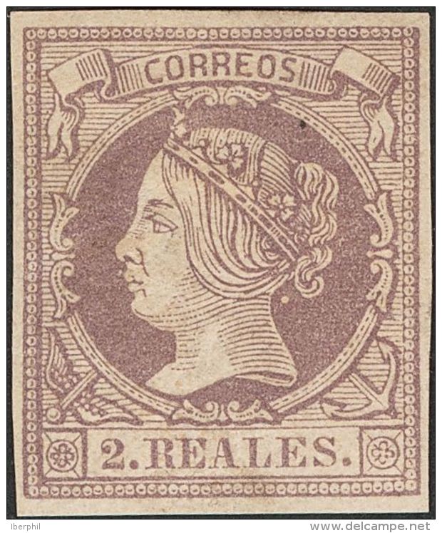 ISABEL II. Isabel II. 1 De Febrero De 1860. * MH 56 2 Reales Lila. MAGNIFICO. Cert. CEM. (Edifil 2017: 510&euro;) - Andere & Zonder Classificatie