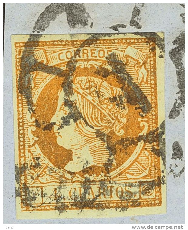 ISABEL II. Isabel II. 1 De Febrero De 1860. Fragmento 52F 4 Cuartos Naranja FALSO POSTAL TIPO XV, Sobre Fragmento. Matas - Andere & Zonder Classificatie