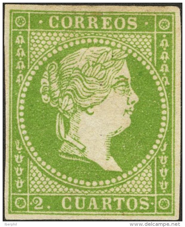 ISABEL II. Isabel II. 11 De Abril De 1856. Papel Blanco. (*) 47 2 Cuartos Verde. MAGNIFICO. Cert. COMEX. (Edifil 2017: 7 - Andere & Zonder Classificatie