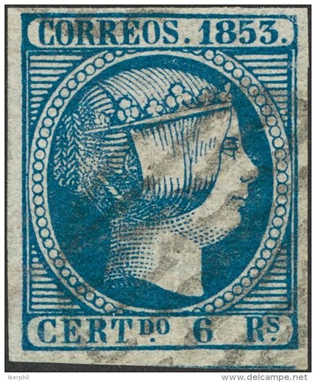 ISABEL II. Isabel II. 1 De Enero De 1853. &ordm; 21 6 Reales Azul. MAGNIFICO. Cert. CEM. (Edifil 2017: 610&euro;) - Andere & Zonder Classificatie