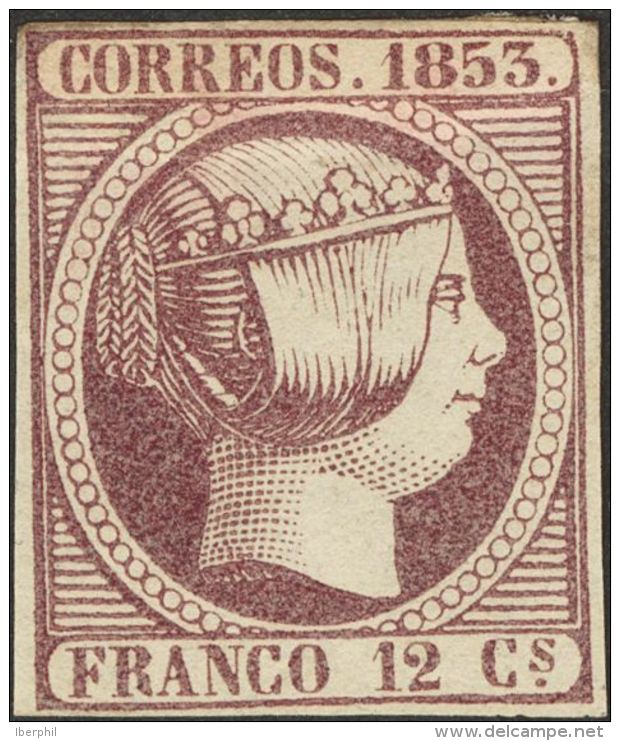 ISABEL II. Isabel II. 1 De Enero De 1853. * MH 18 12 Cuartos Violeta. Excepcional Color. MAGNIFICO. Cert. GRAUS. (Edifil - Andere & Zonder Classificatie