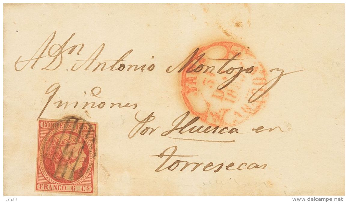 ISABEL II. Isabel II. 1 De Enero De 1853. SOBRE 17 1853. 6 Cuartos Rosa. JACA A TORRES SECAS (HUESCA). En El Frente Baez - Andere & Zonder Classificatie