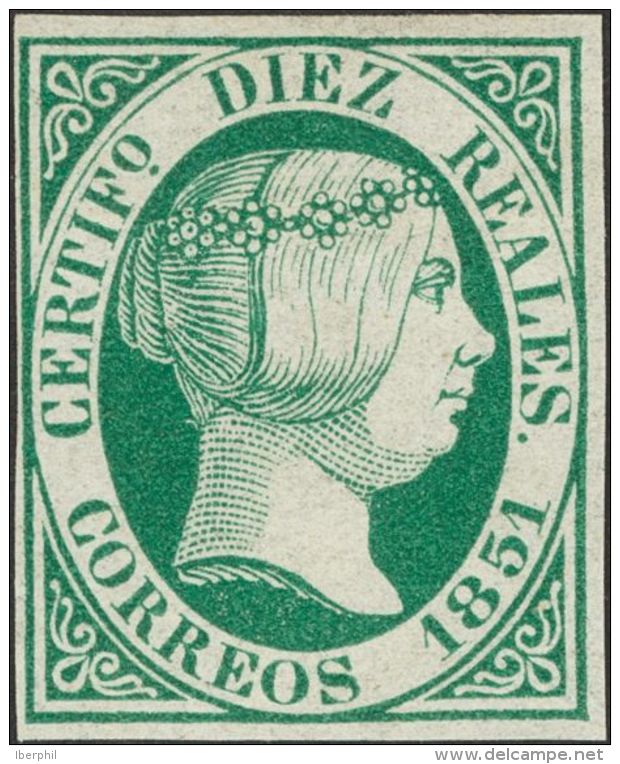 ISABEL II. Isabel II. 1 De Enero De 1851. * MH 11 10 Reales Verde (regular Estado De Conservaci&oacute;n). Excelente Col - Autres & Non Classés
