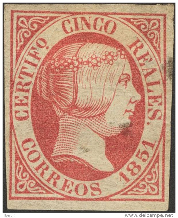 ISABEL II. Isabel II. 1 De Enero De 1851. * MH 9 5 Reales Rosa (peque&ntilde;os Puntitos Claros). A EXAMINAR. Cert. GRAU - Autres & Non Classés