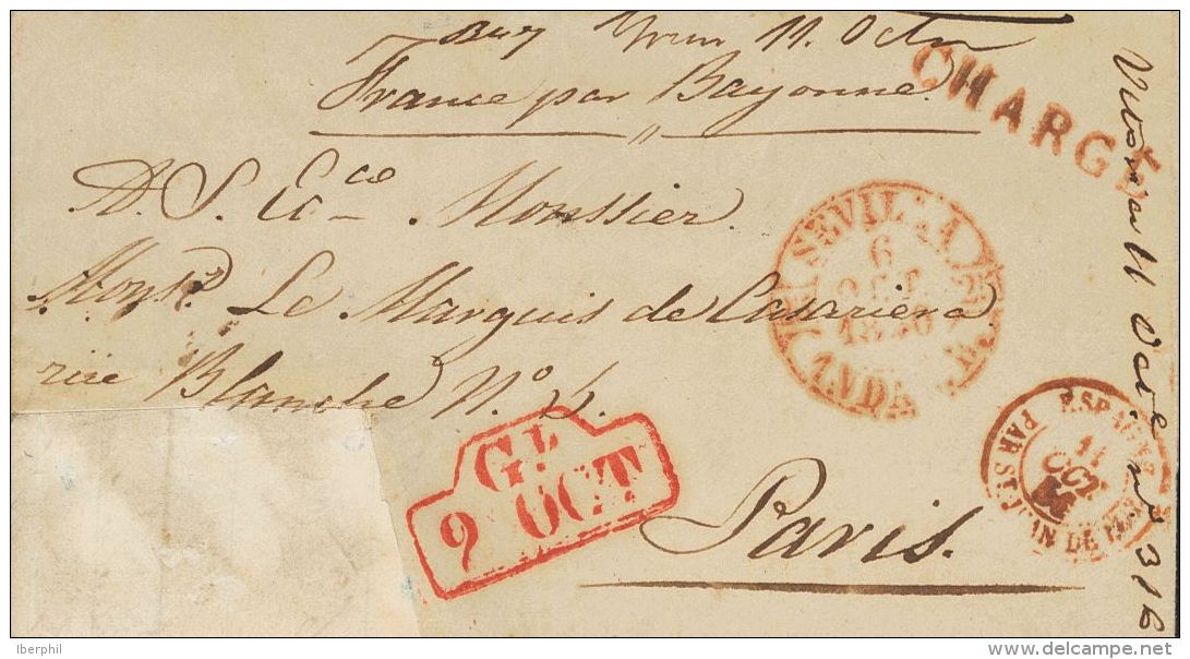 ISABEL II. Isabel II. 1 De Enero De 1850. SOBRE 1850. Certificado De SEVILLA A PARIS (FRANCIA) (la Carta En Origen Estab - Autres & Non Classés
