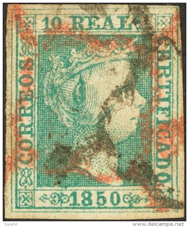 ISABEL II. Isabel II. 1 De Enero De 1850. &ordm; 5 10 Reales Verde (leve Adelgazamiento). Matasello ARA&Ntilde;A Doble, - Andere & Zonder Classificatie