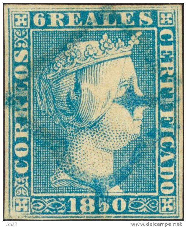 ISABEL II. Isabel II. 1 De Enero De 1850. &ordm; 4 6 Reales Azul (conservaci&oacute;n Regular). Matasello ARA&Ntilde;A, - Autres & Non Classés