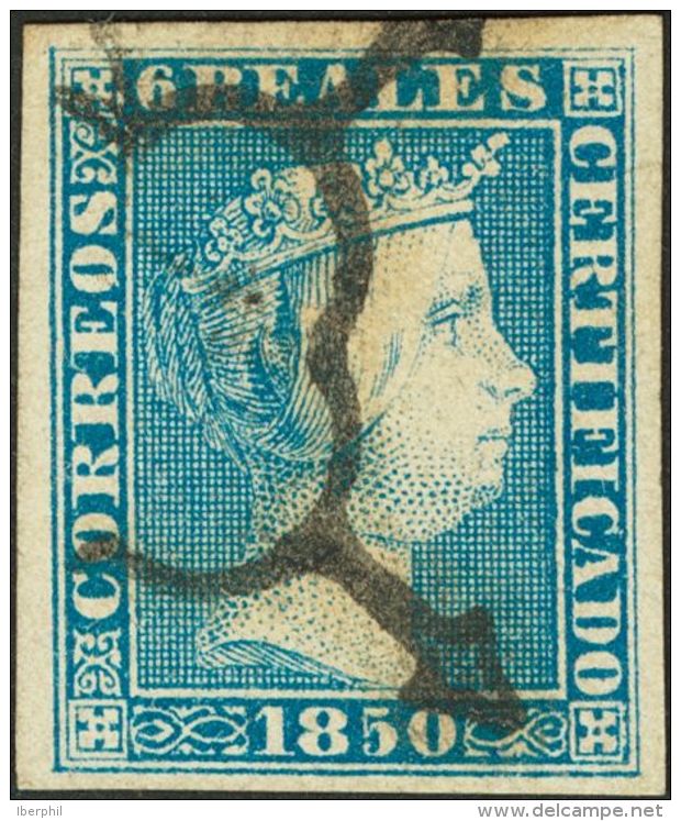 ISABEL II. Isabel II. 1 De Enero De 1850. &ordm; 4 6 Reales Azul. Color Intenso Y Grandes M&aacute;rgenes. PIEZA DE LUJO - Altri & Non Classificati