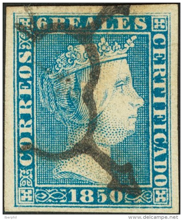 ISABEL II. Isabel II. 1 De Enero De 1850. &ordm; 4 6 Reales Azul. Color Intenso Y Grandes M&aacute;rgenes. PIEZA DE LUJO - Andere & Zonder Classificatie