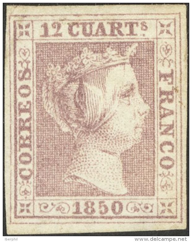 ISABEL II. Isabel II. 1 De Enero De 1850. (*) 2 12 Cuartos Lila (leve Puntito Claro). MAGNIFICO. Dictamen CEM. (Edifil 2 - Andere & Zonder Classificatie