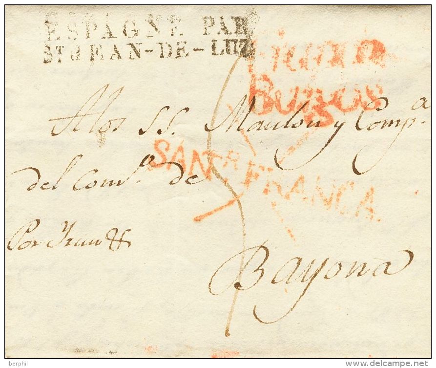 PREFILATELIA. Castilla Y Leon. SOBRE 1830. SANTANDER A BAYONA (FRANCIA). Marca SANR. FRANCA (P.E.16) Edici&oacute;n 2004 - Sonstige & Ohne Zuordnung