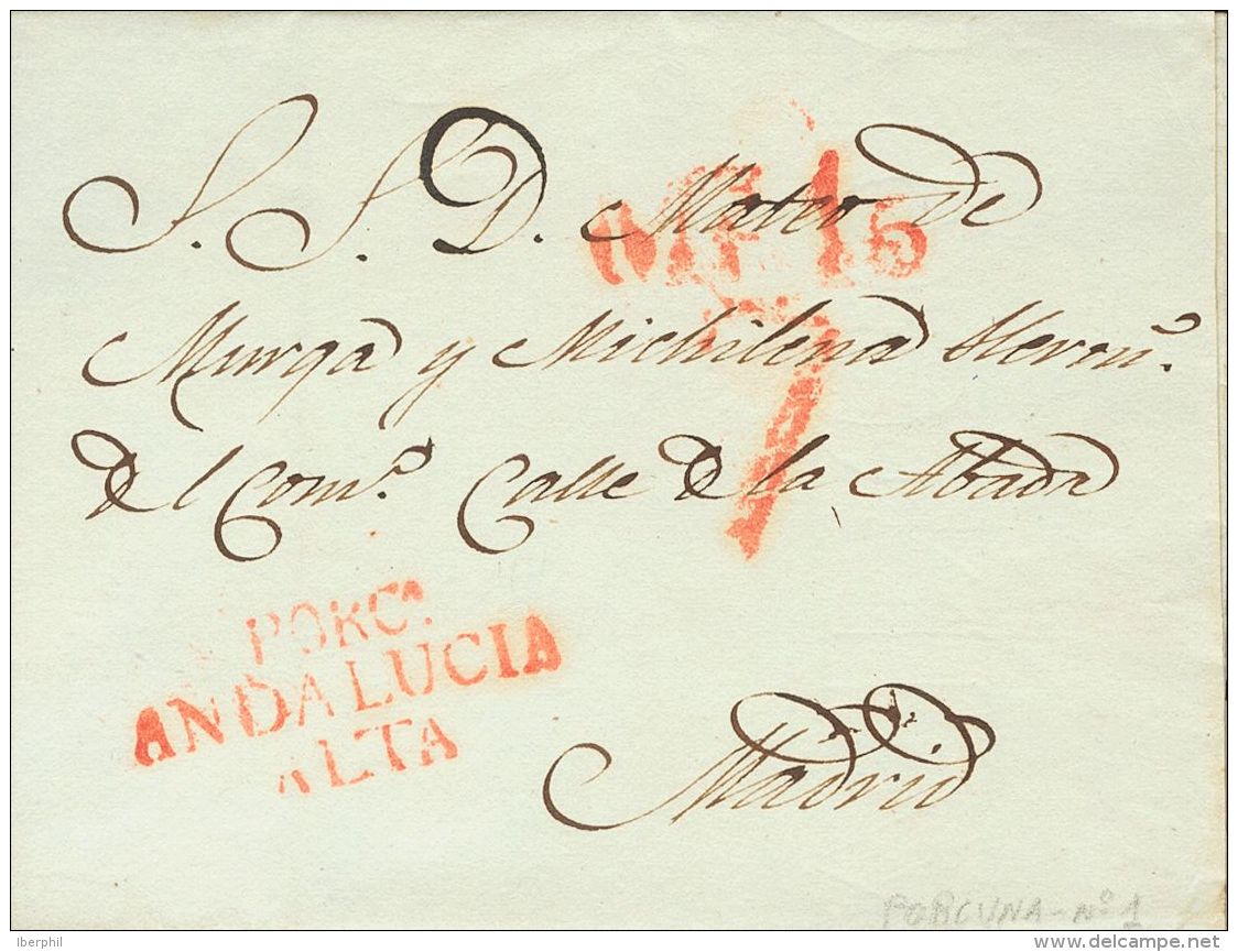 PREFILATELIA. Andaluc&iacute;a. SOBRE 1834. PORCUNA A MADRID. Marca PORC&ordf; / ANDALUCIA / ALTA (P.E.1) Edici&oacute;n - Sonstige & Ohne Zuordnung