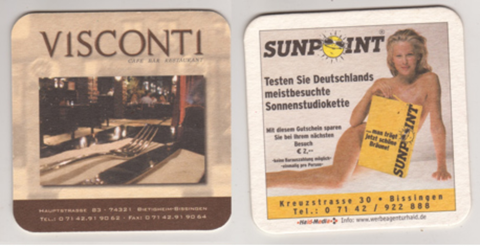 Werbebierdeckel , Visconti , Bar , Bietigheim Bissingen - Sunpint - Bierdeckel