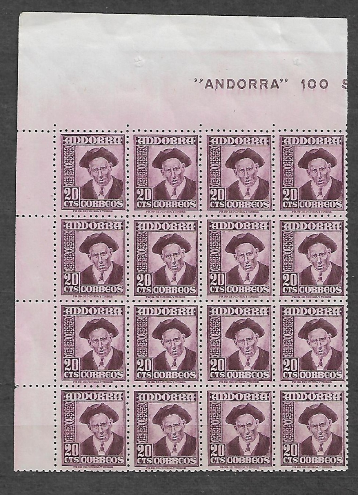 ANDORRA ESPAÑOLA EDIFIL 48 MNH** EN BLOQUE DE 16. PERFECTOS. - Unused Stamps