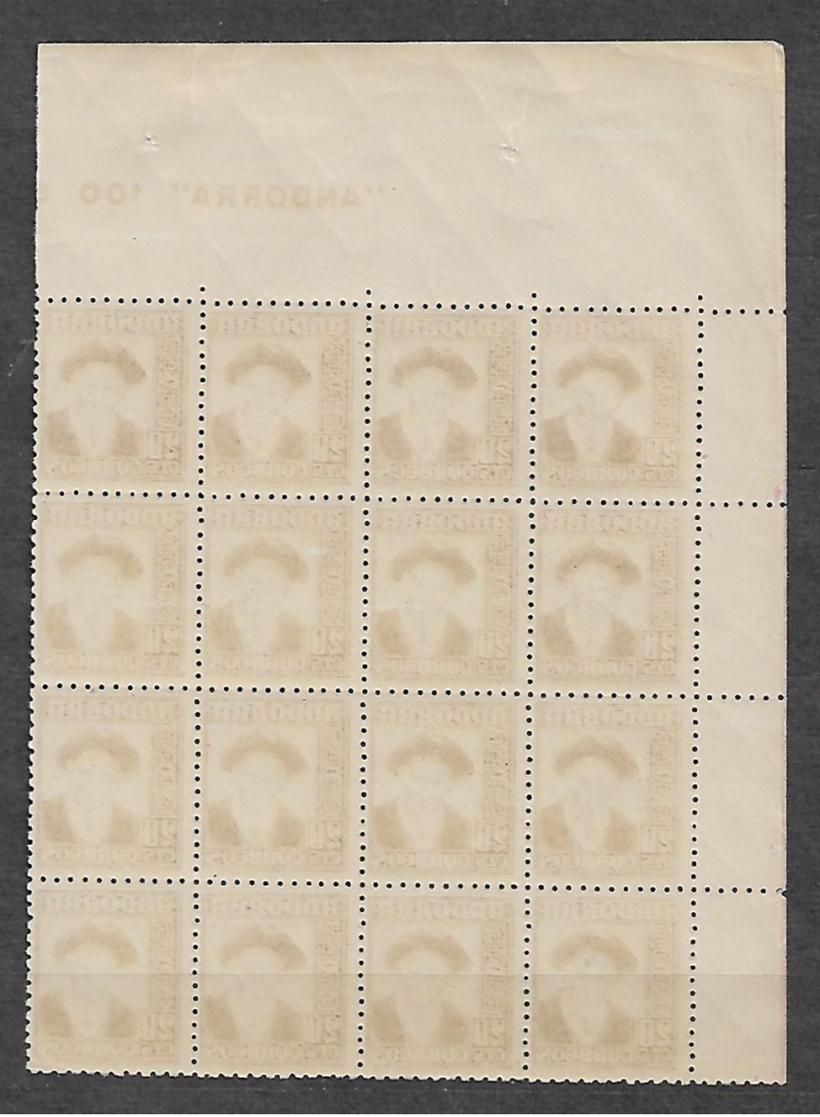 ANDORRA ESPAÑOLA EDIFIL 48 MNH** EN BLOQUE DE 16. PERFECTOS. - Unused Stamps