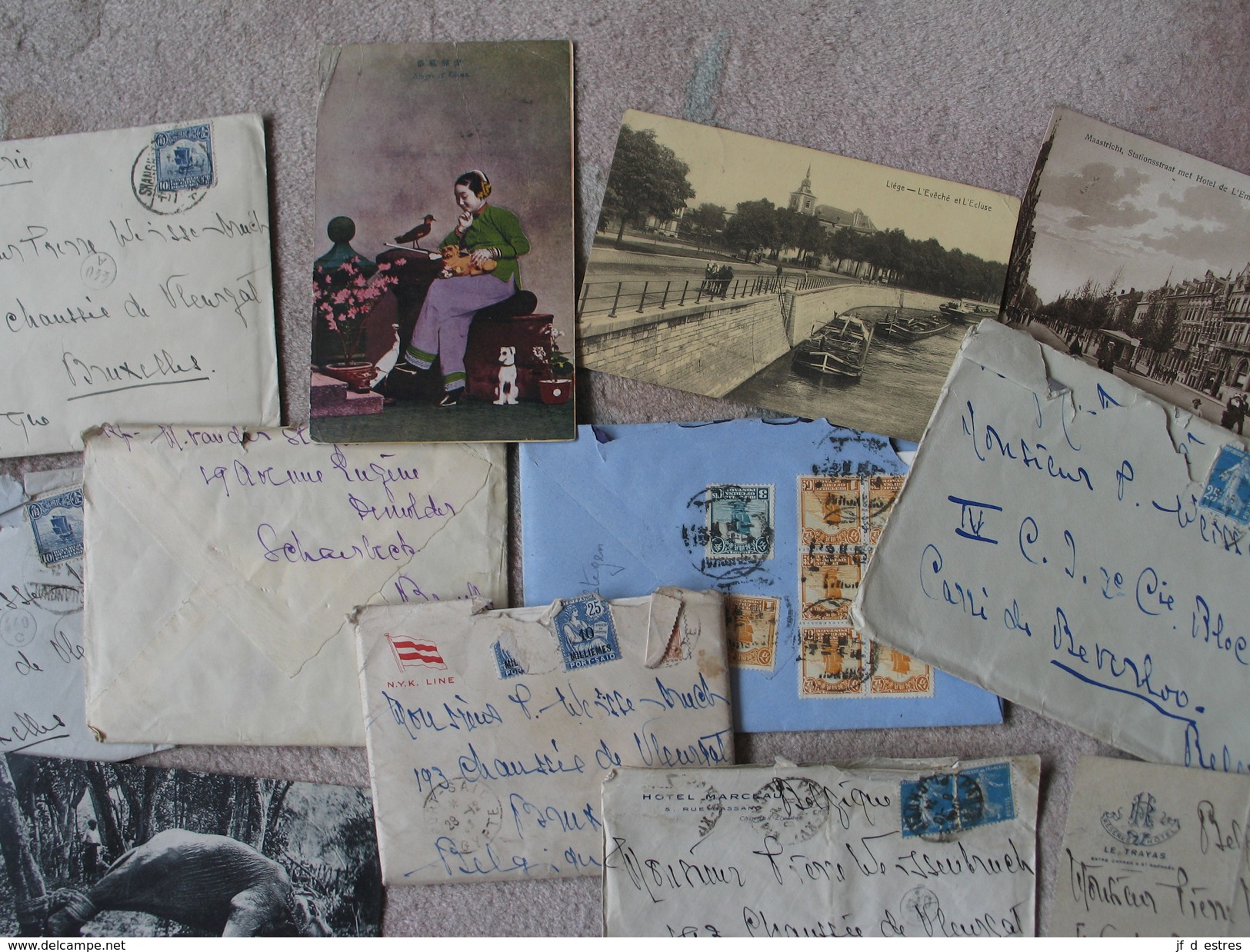 25 Lettres / Cartes Postales/enveloppes Vides + 7 Photos Suchow De Madge Van Der Stegen à Pierre Weissenbruch 1923-1926? - Autres & Non Classés