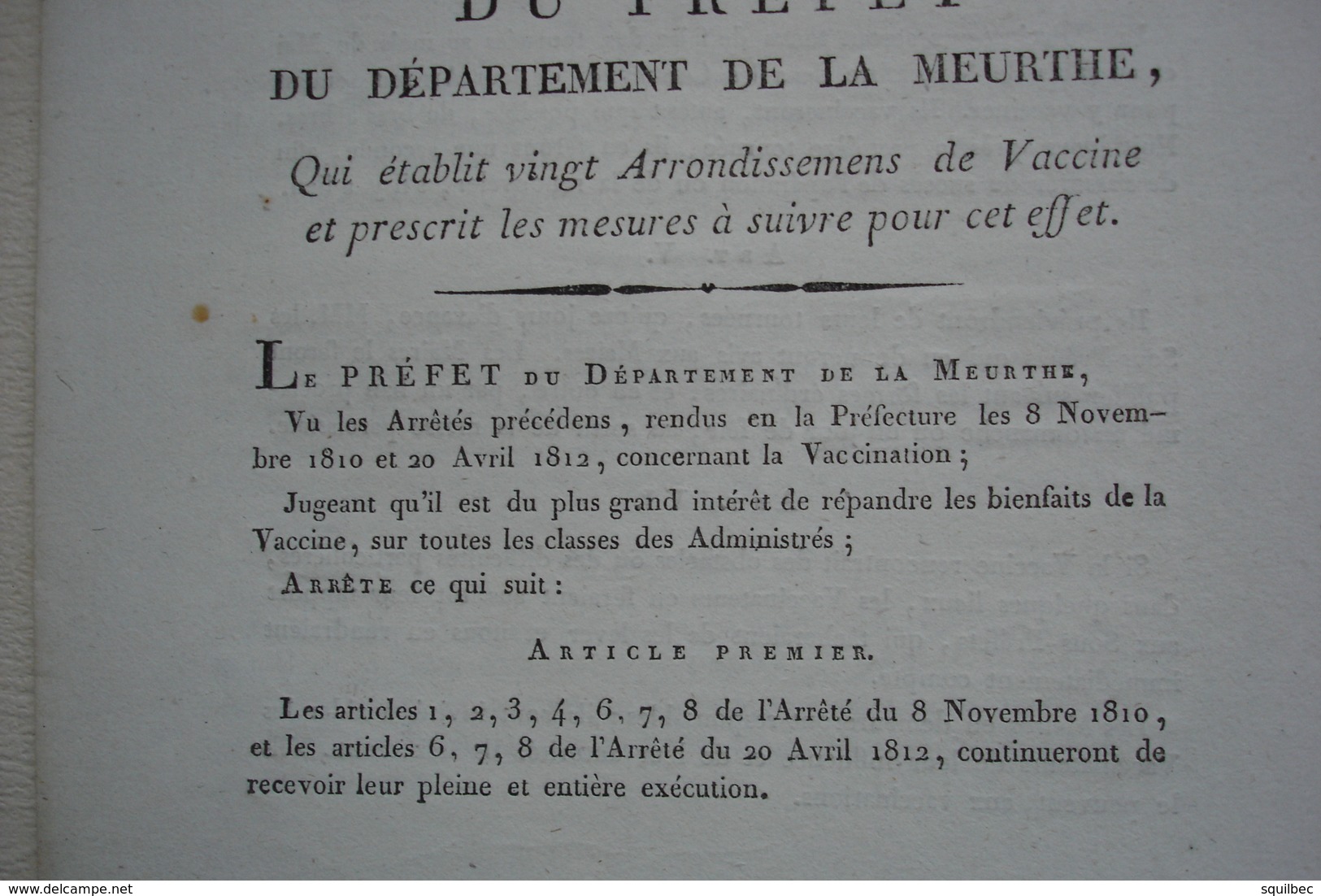 PREFET DE LOUIS XVIII Restauration  Mesures à Suivre Pour La Vaccination Contre La Petite Vérole 1814 - Documents Historiques