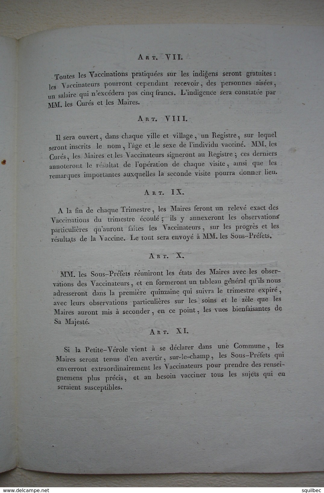 PREFET DE LOUIS XVIII Restauration  Mesures à Suivre Pour La Vaccination Contre La Petite Vérole 1814 - Historical Documents