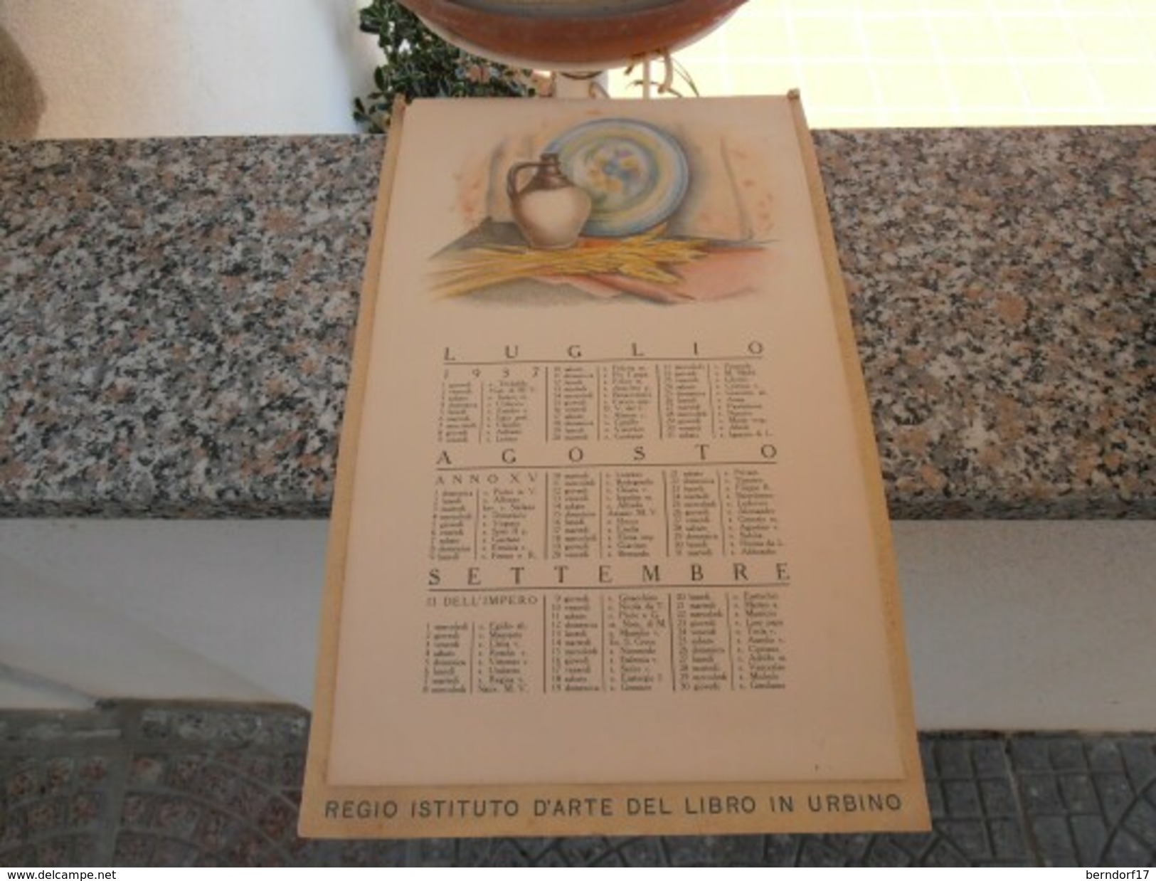 Calendario 1937 Urbino - Grand Format : 1921-40