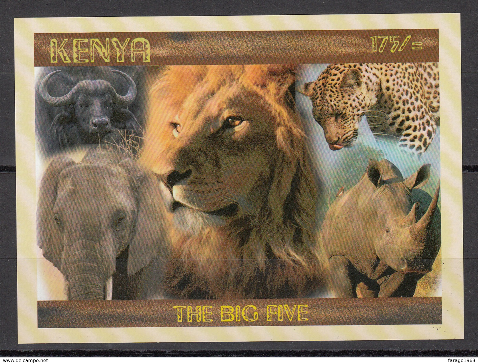 2017 Kenya NEW ISSUE! The Big 5 - May 10 - Lion Leopard Elephant Rhino Buffalo Souvenir Sheet MNH - Kenya (1963-...)