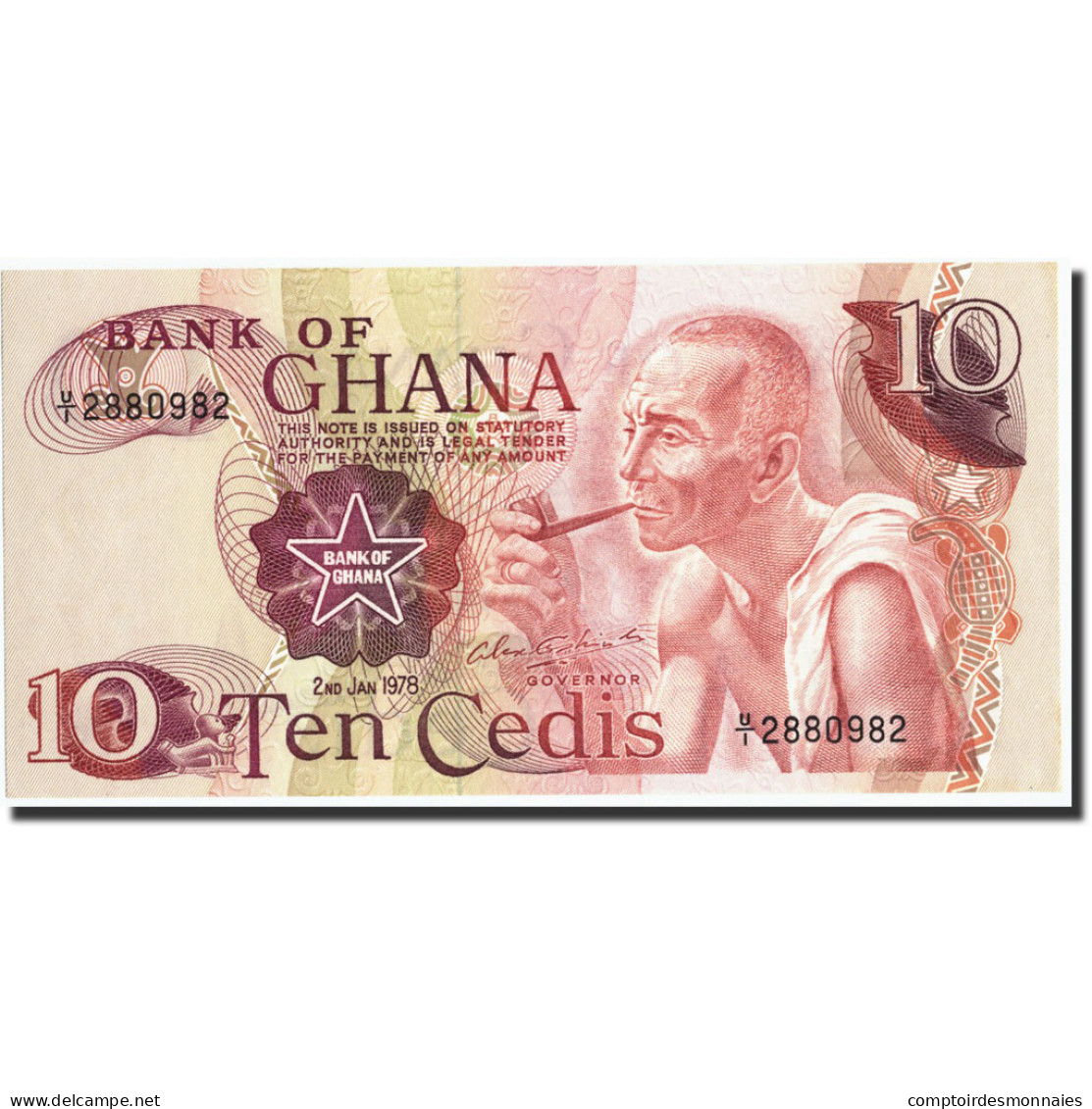 Billet, Ghana, 10 Cedis, 1978, 1978-01-02, KM:16f, NEUF - Ghana