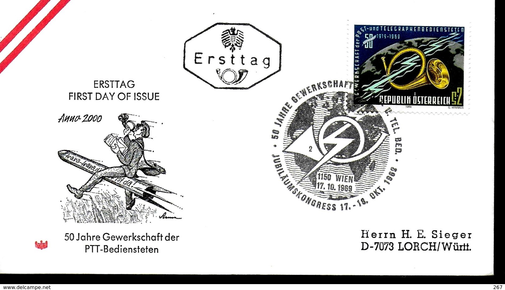 AUTRICHE  FDC 1969  Syndicats De La Poste Cor - Post