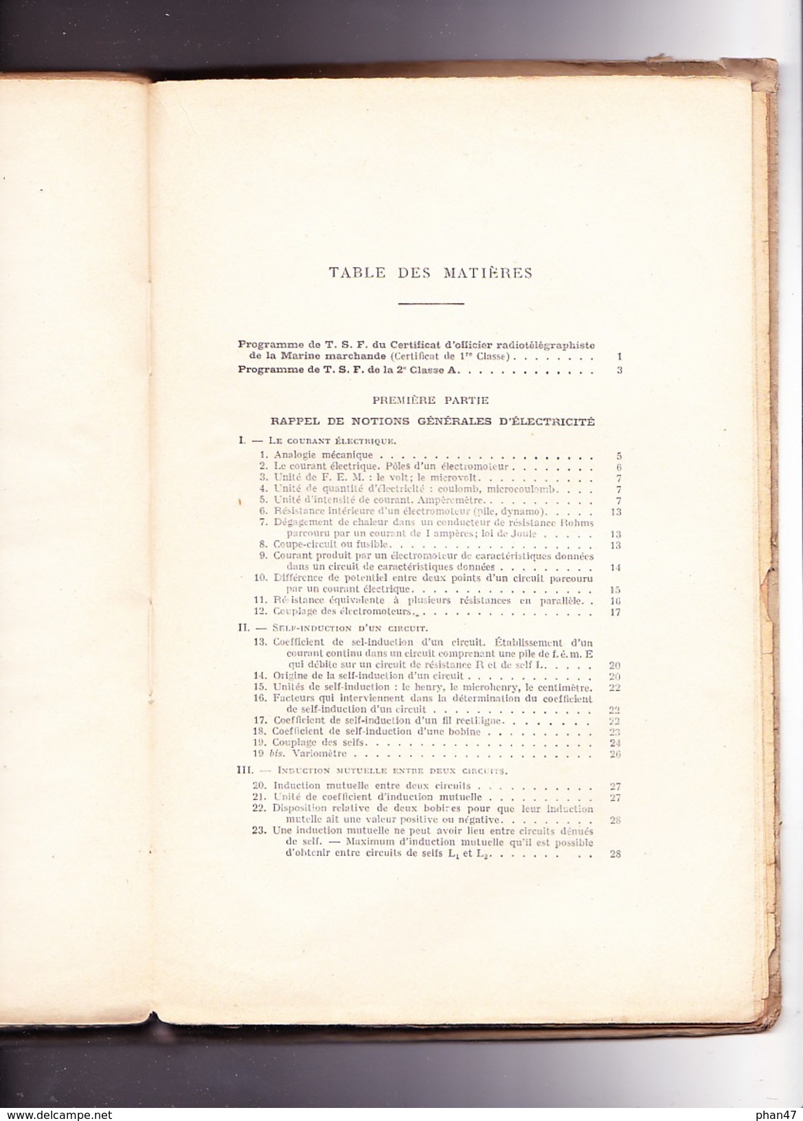 COURS DE T.S.F. Par M. VEAUX, Programme Du Certificat D'Officier Radiotélégraphiste Marine Marchande, Ed. EYROLLES 1931 - 18+ Years Old