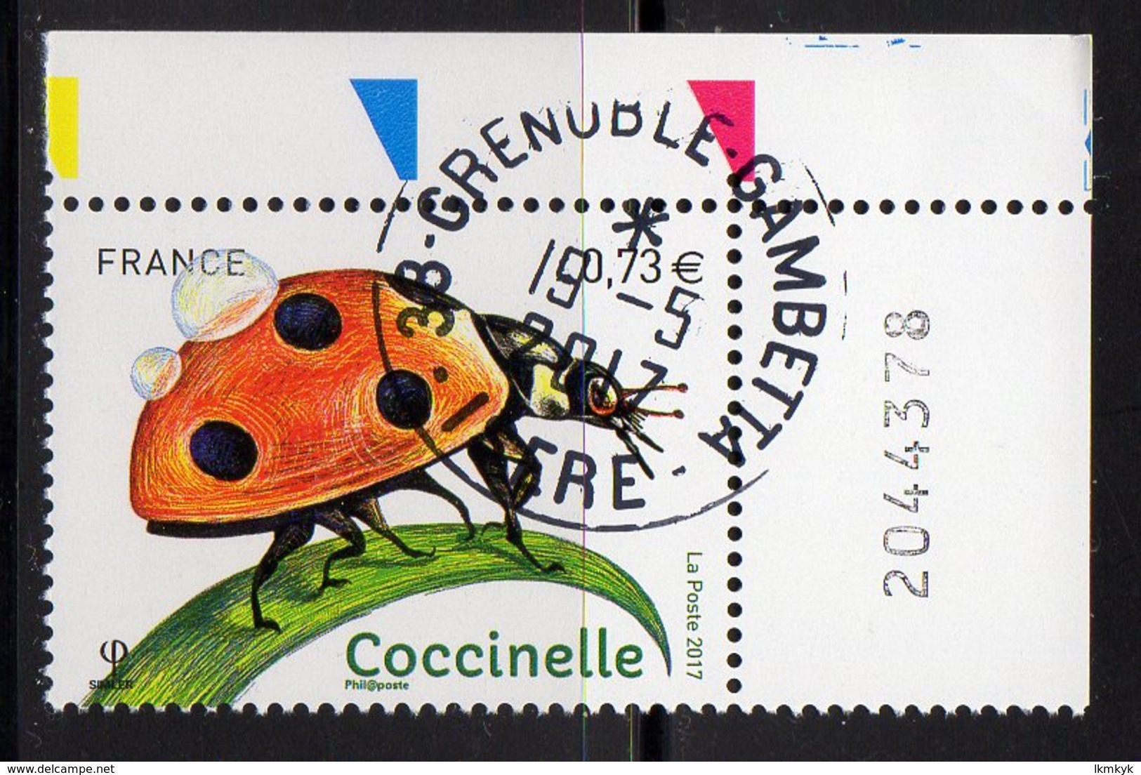 France 2017.Insecte.Coccinelle.Cachet Rond Gomme D'origine. - Oblitérés