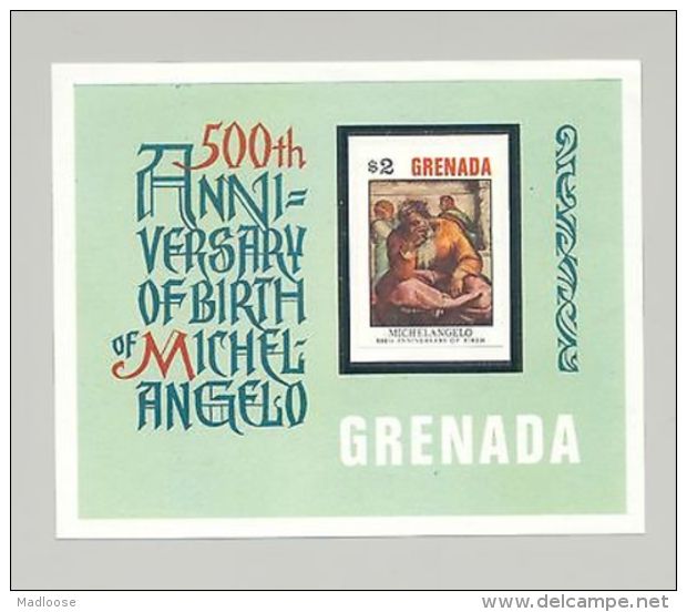 Grenada 1975 Michelangelo, Art, 1v Imperf Essay, Unissued Design Of S/s - Grenada (1974-...)