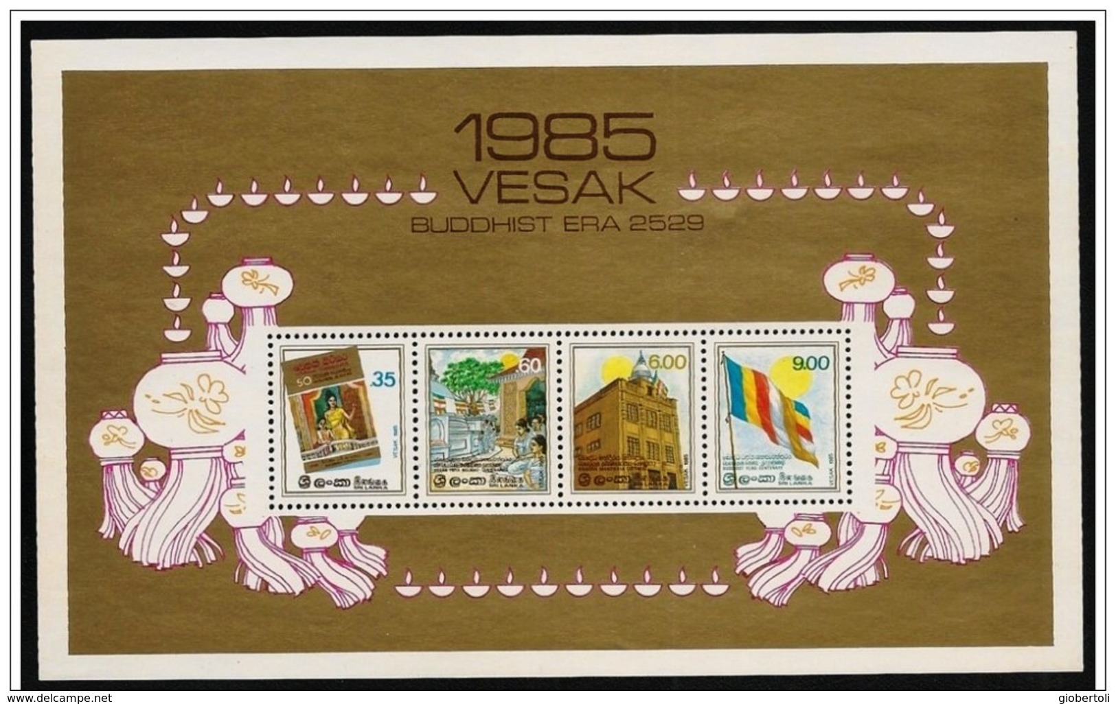 Sri Lanka: Foglietto, Block, Bloc, Festival Vesak 1985 - Buddhismus