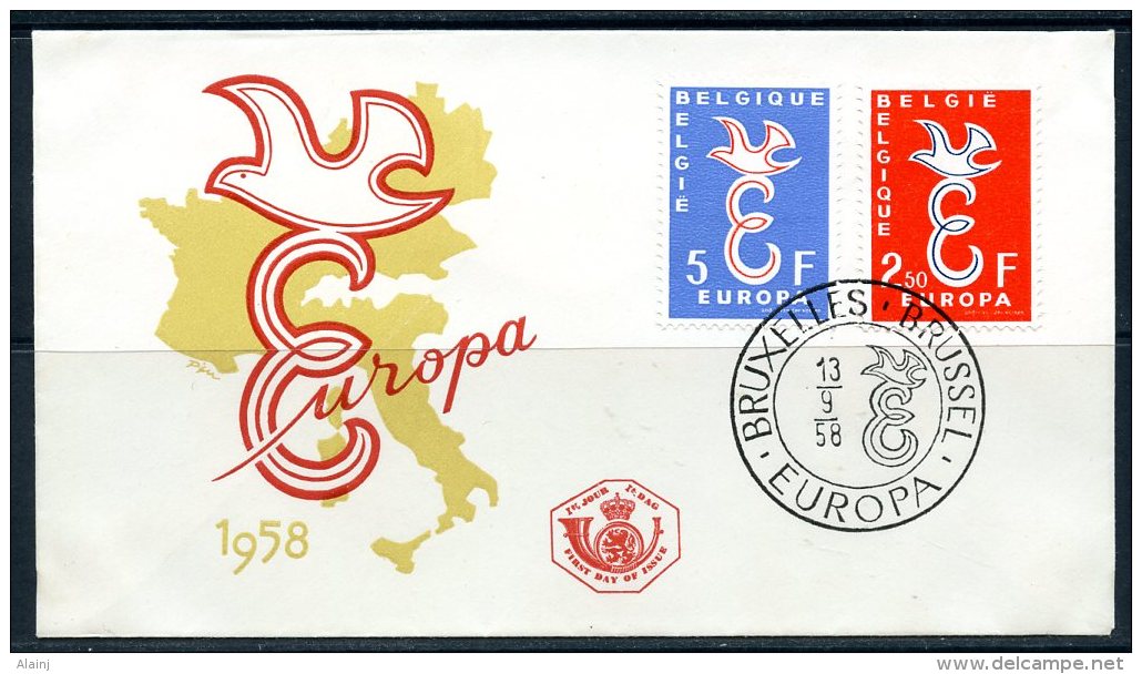 BE  Marcophilie  --  Obl. Mécanique / Machine   --  EXPO 58   Et  Timbres Europa 1958  --   Belgique  --  1 FDC - 1958 – Brüssel (Belgien)